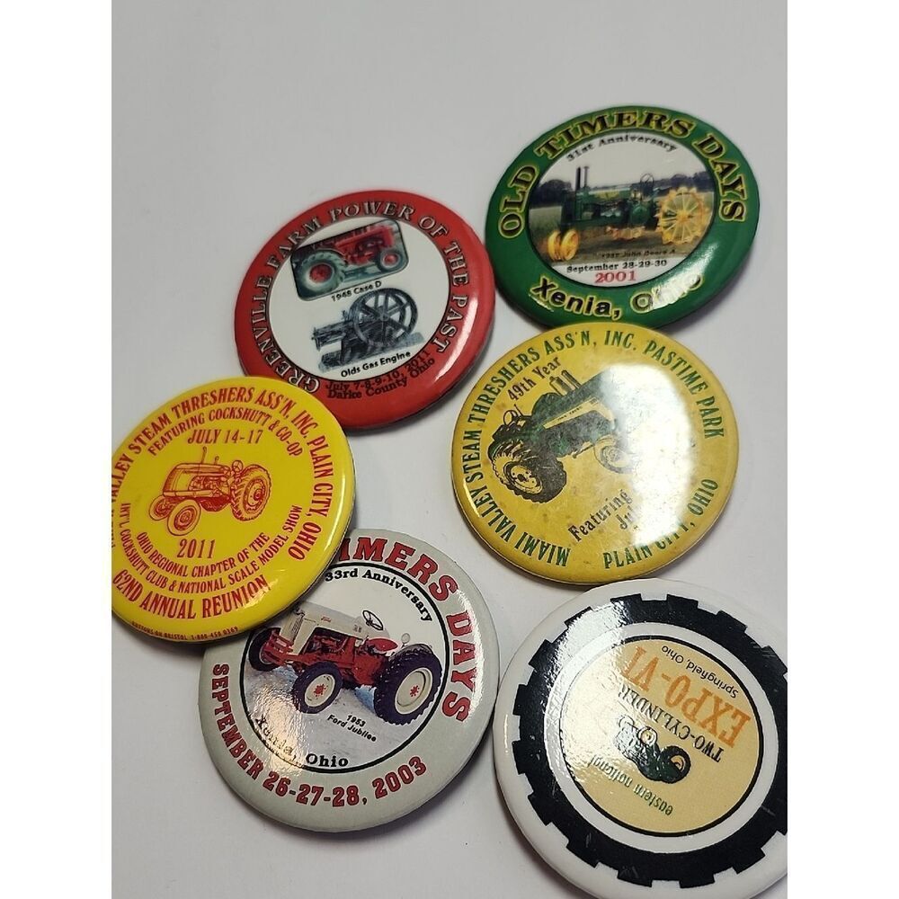 Tractor Collectible Button Set - Yellow, Red, Green